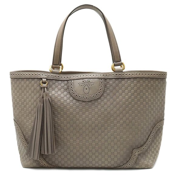 GUCCI Gray Leather Tote Bag - Picture 1 of 7